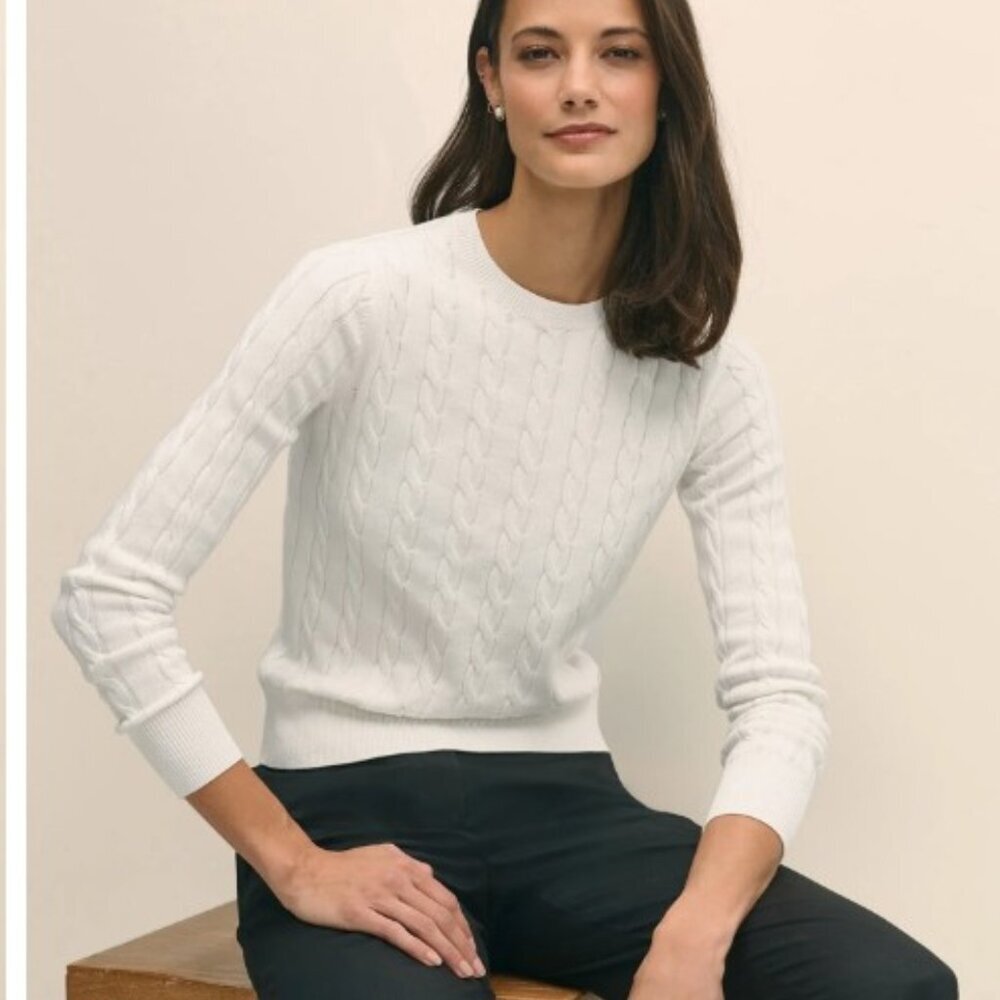 Brooks Brothers Mercerized Cotton Cable Crewneck Sweater Size M